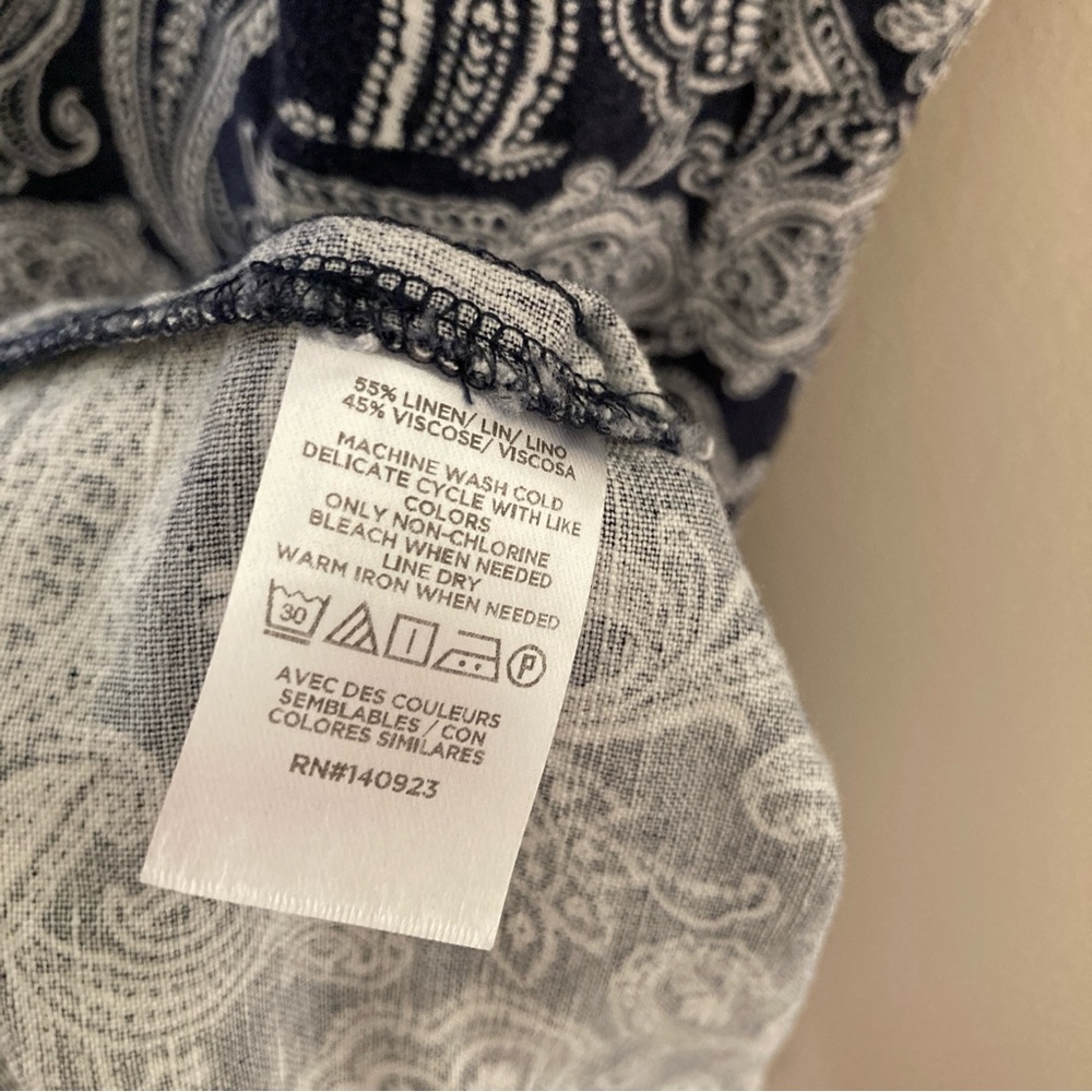 LOFT Blue Paisley Linen Blend Maxi Dress Size 4 - Picture 8 of 8